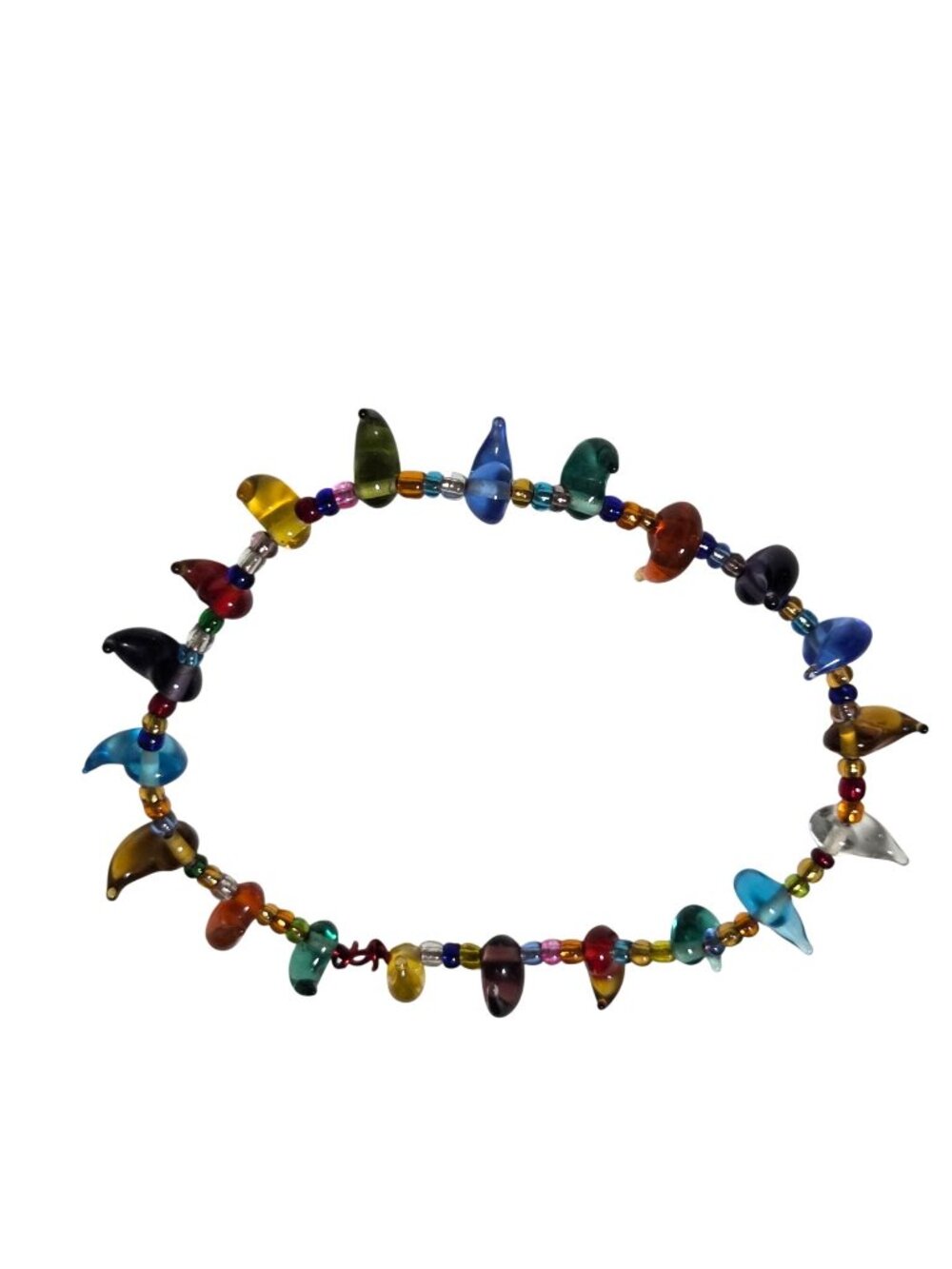Boho Colorful Glass Bead Bracelet Unique Teardrop Shapes Colorful Jewelry Women